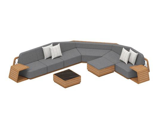 Higold Luxury Outdoor Garden Teak Furniture Sectional Sofa Sets Armonia Patio Couch with Coffee Table And Footstools