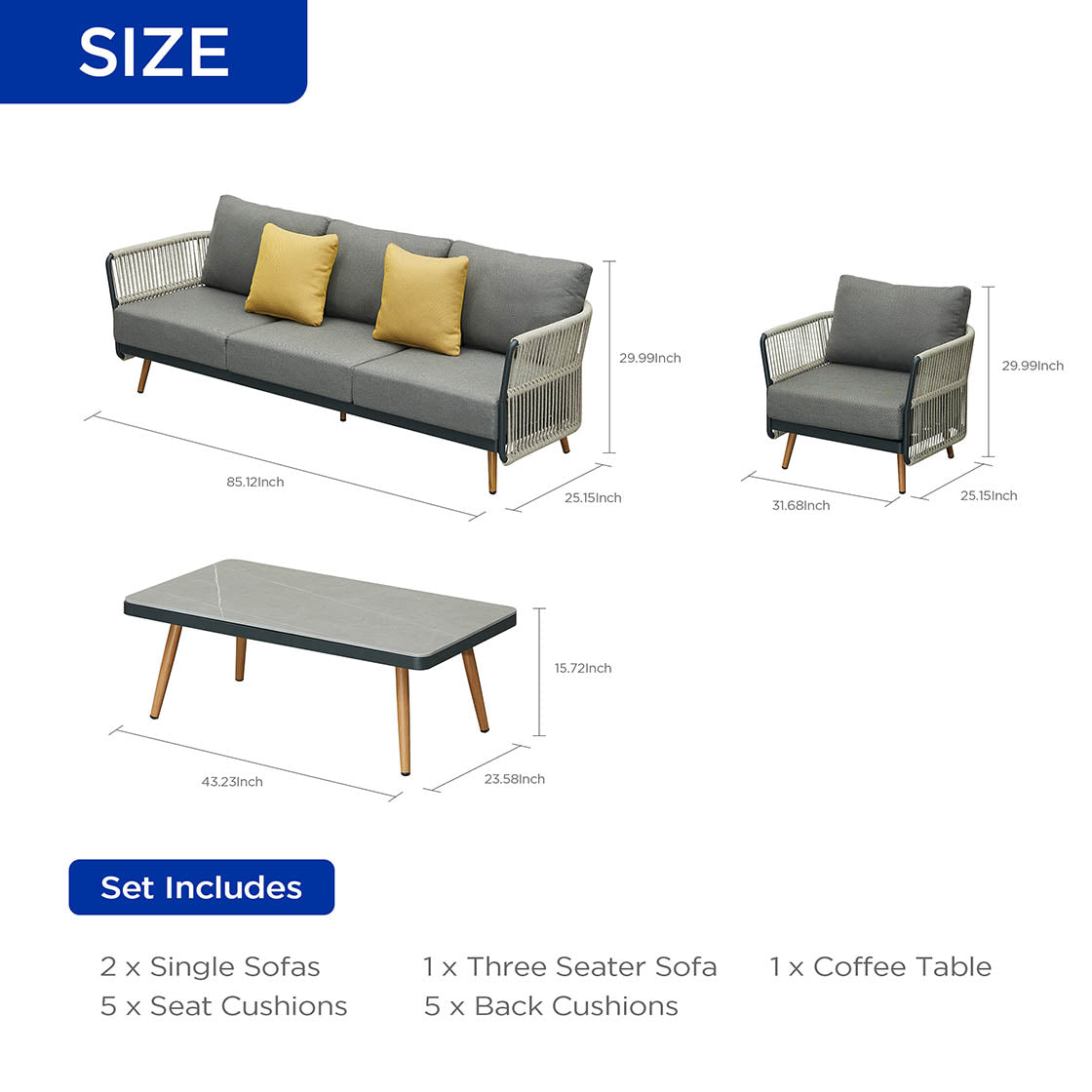 HIGOLD Bay 5-Seater outdoor conversation sofa set