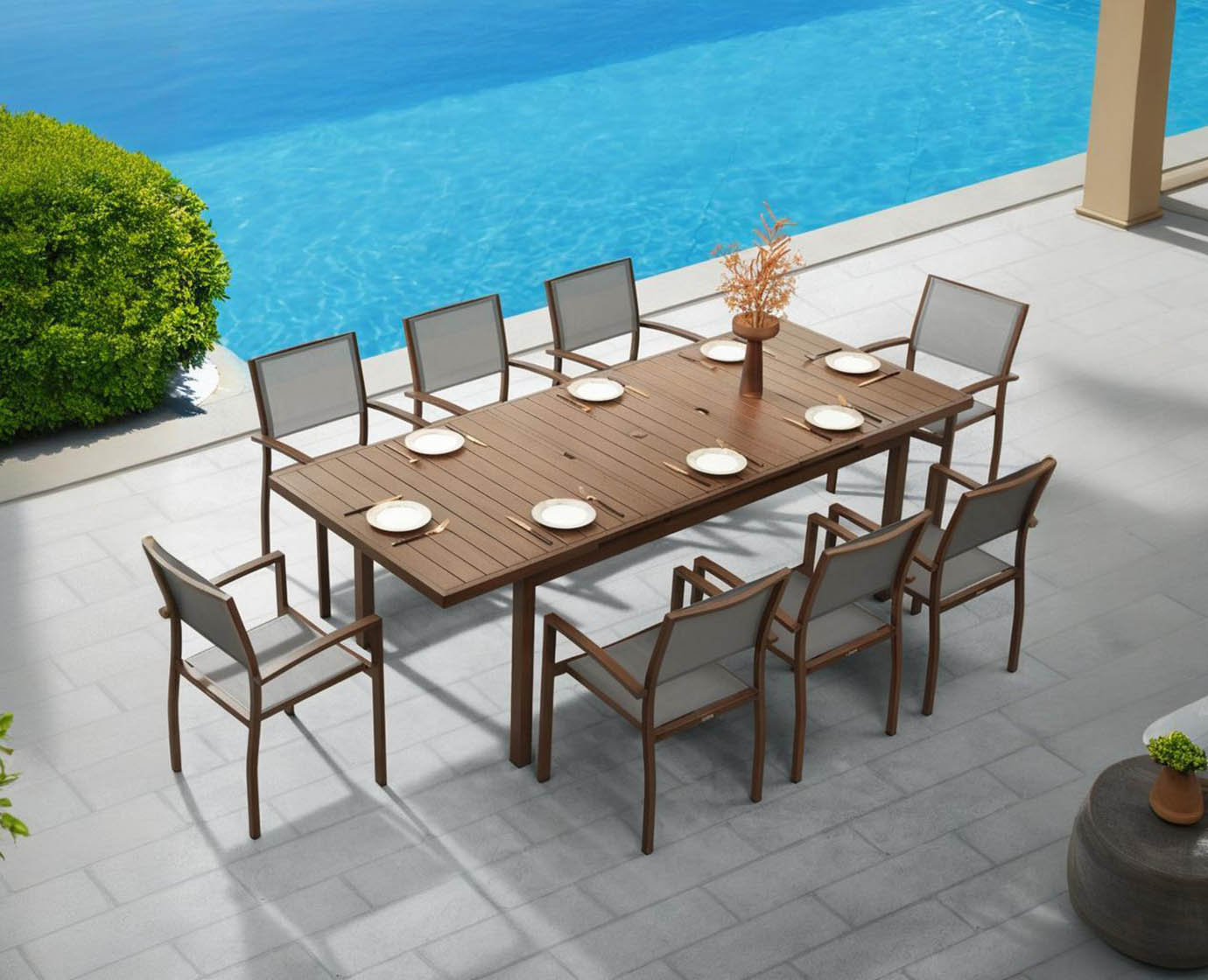 HIGOLD Carlo Extendable Outdoor Patio Dining Set for Eight Person