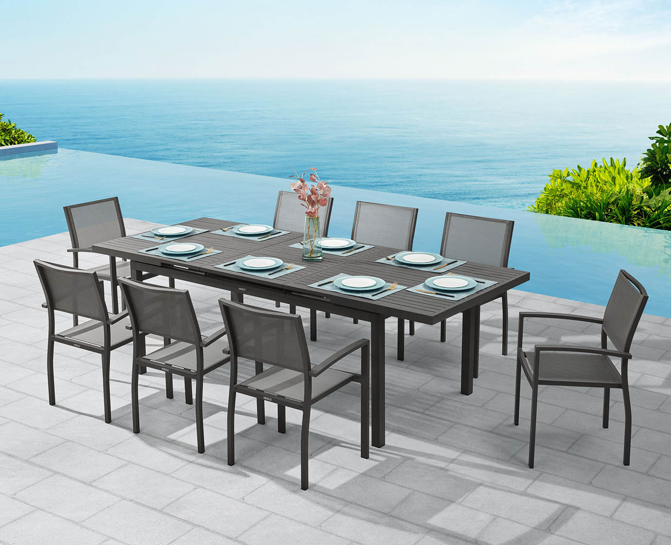 HIGOLD Heck Extendable Outdoor Patio Dining Set for Eight Person