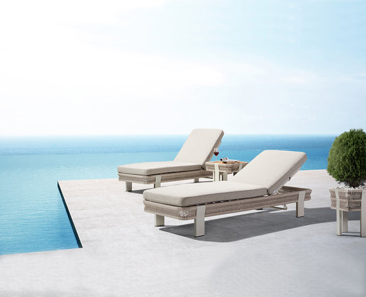Higold Aluminum Teak Outdoor Furniture Pool Chaise Loungers With Side Table Borromeo Lounge Chairs