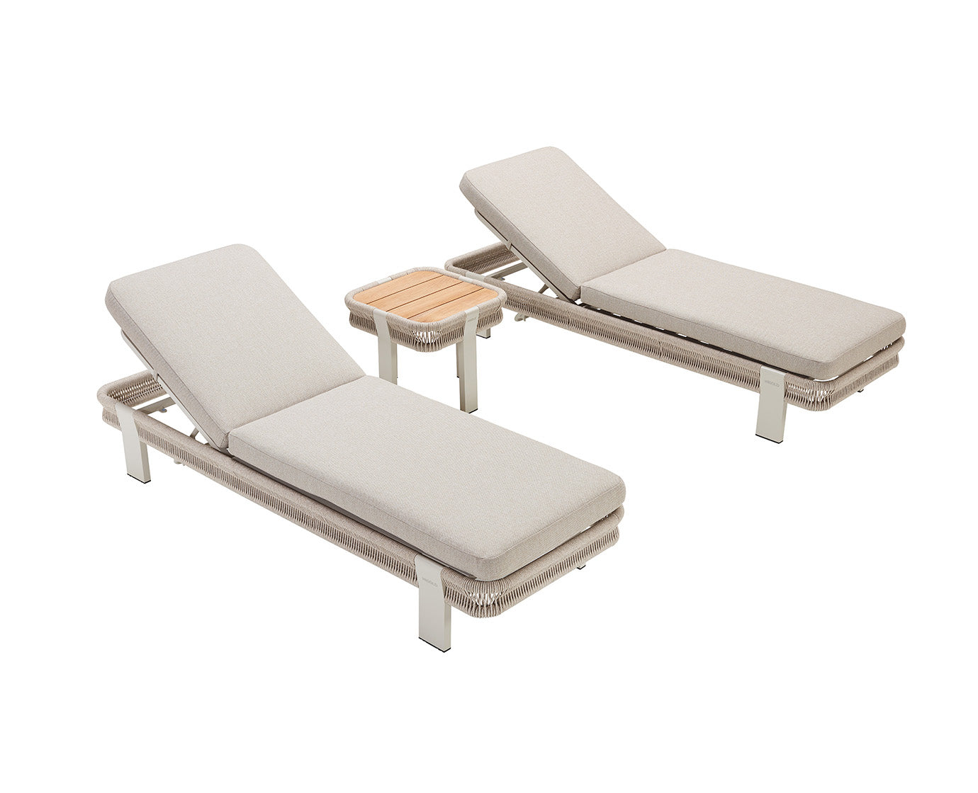 Higold Aluminum Teak Outdoor Furniture Pool Chaise Loungers With Side Table Borromeo Lounge Chairs