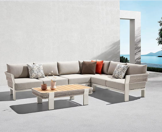 Higold Luxury Outdoor Garden Teak Furniture Sectional Sofa Sets Borromeo Patio Couch with Coffee Table