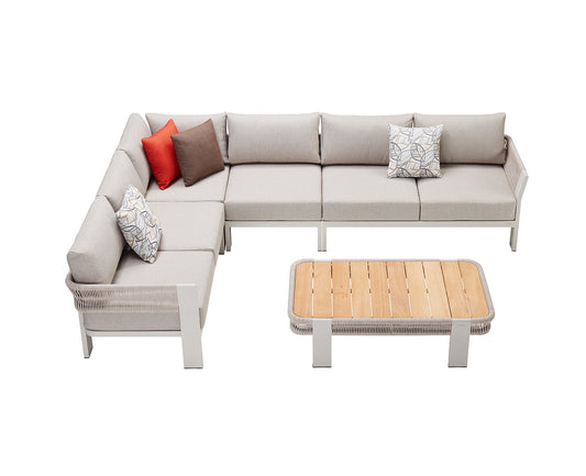 Higold Luxury Outdoor Garden Teak Furniture Sectional Sofa Sets Borromeo Patio Couch with Coffee Table