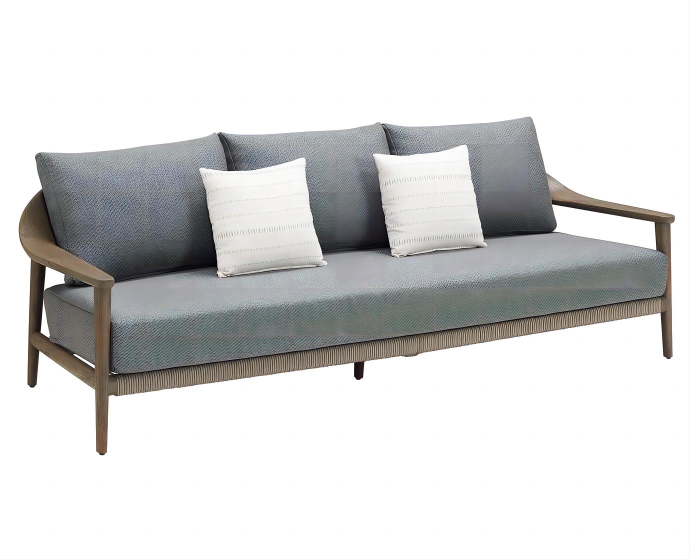 Higold Aluminum Teak Outdoor Furniture LEO Garden Patio Couch Conversation Sofa Set With Coffee Table