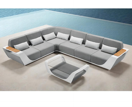 Higold Luxury Outdoor Garden Teak Furniture Sectional Sofa Sets Onda Patio Couch with Coffee Table