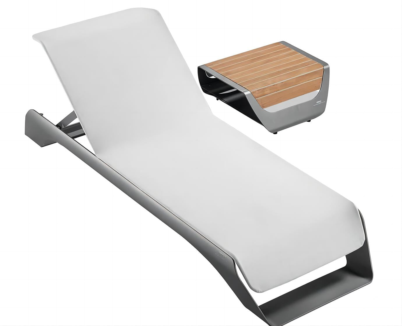 Higold Luxury Aluminum Outdoor Pool Chaise Loungers With Teak Side Table Onda Lounge Chairs