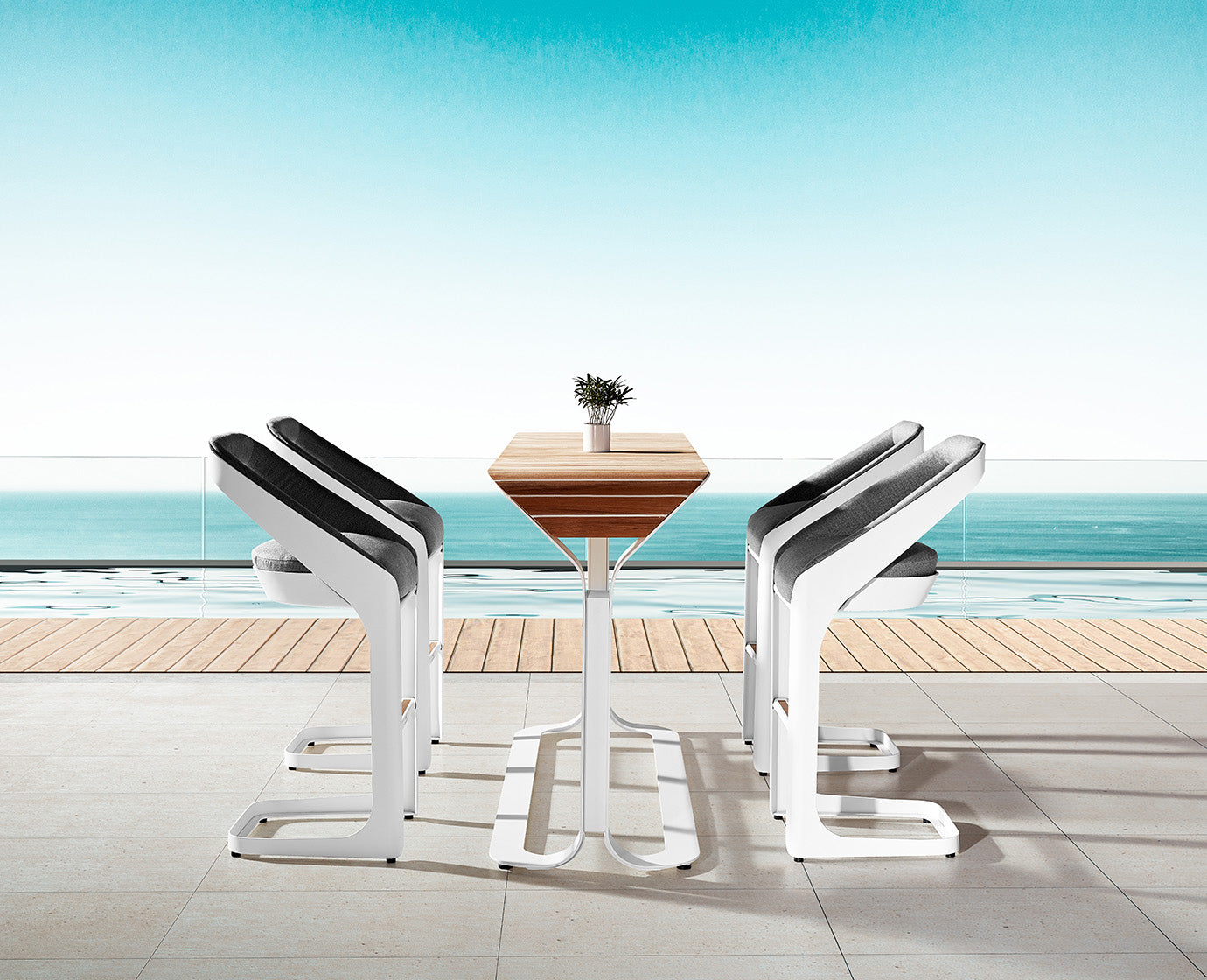 Higold Outdoor Teak Furniture Patio Bar Table and Stools Garden Onda Backyard Bar Set