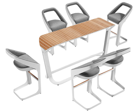 Higold Outdoor Teak Furniture Patio Bar Table and Stools Garden Onda Backyard Bar Set