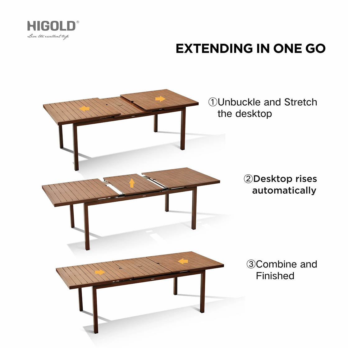 HIGOLD Carlo Extendable Outdoor Patio Dining Set for Eight Person