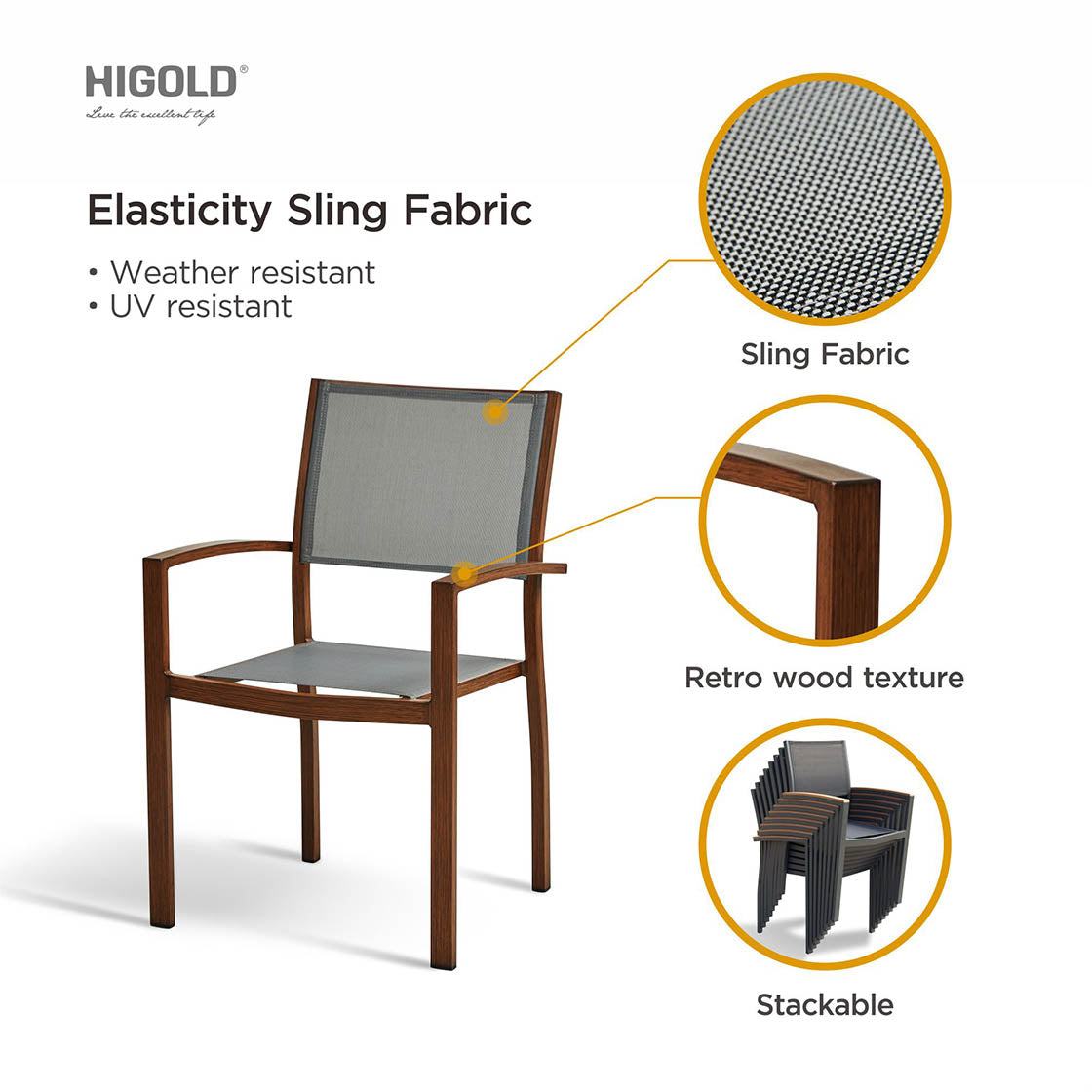 HIGOLD Carlo Extendable Outdoor Patio Dining Set for Eight Person