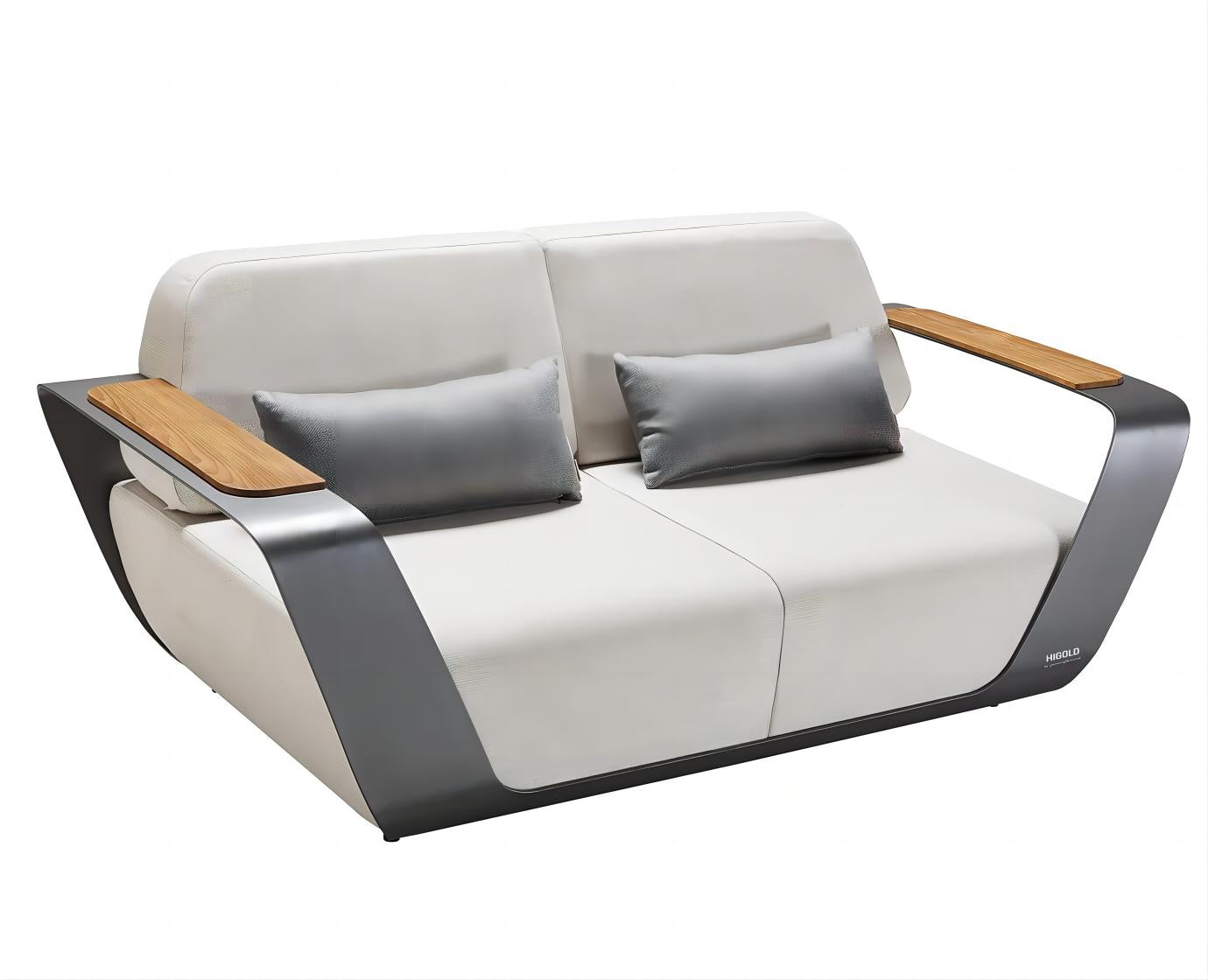 Higold Aluminum Teak Outdoor Furniture Onda Garden Patio Couch Conversation Sofa Set With Coffee Table