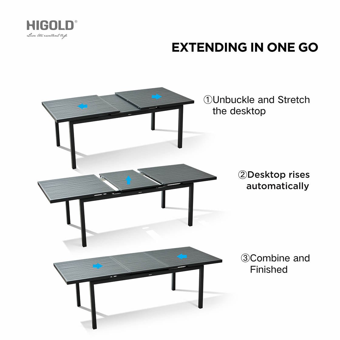 HIGOLD Heck Extendable Outdoor Patio Dining Set for Eight Person