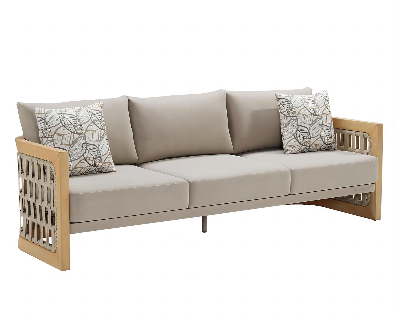 Higold Aluminum Teak Outdoor Furniture Riva Garden Patio Couch Conversation Sofa Set With Coffee Table