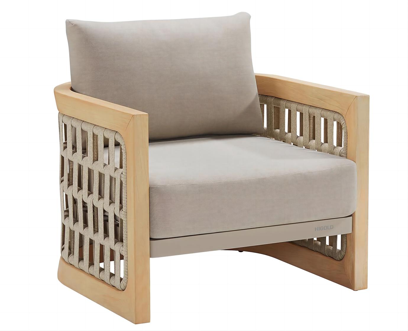 Higold Aluminum Teak Outdoor Furniture Riva Garden Patio Couch Conversation Sofa Set With Coffee Table