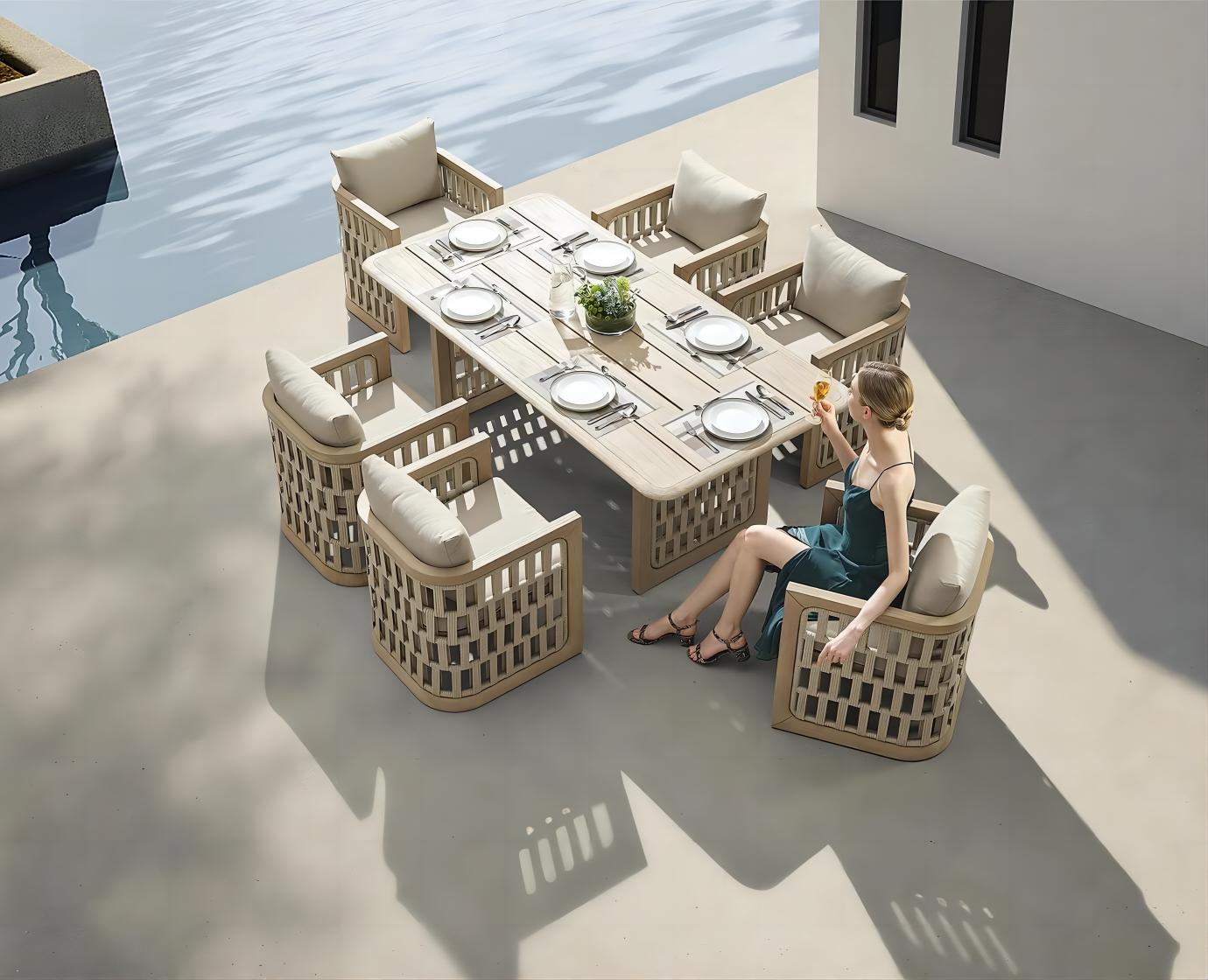 Higold Teak Outdoor Dining Table And Chairs Riva Garden Patio Dining Set