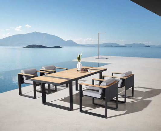 Higold Teak Outdoor Dining Table And Chairs Cambusa Garden Patio Dining Set