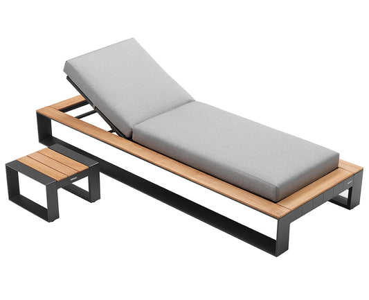 Higold Luxury Aluminum Teak Outdoor Furniture Pool Chaise Loungers With Side Table Cambusa Lounge Chairs