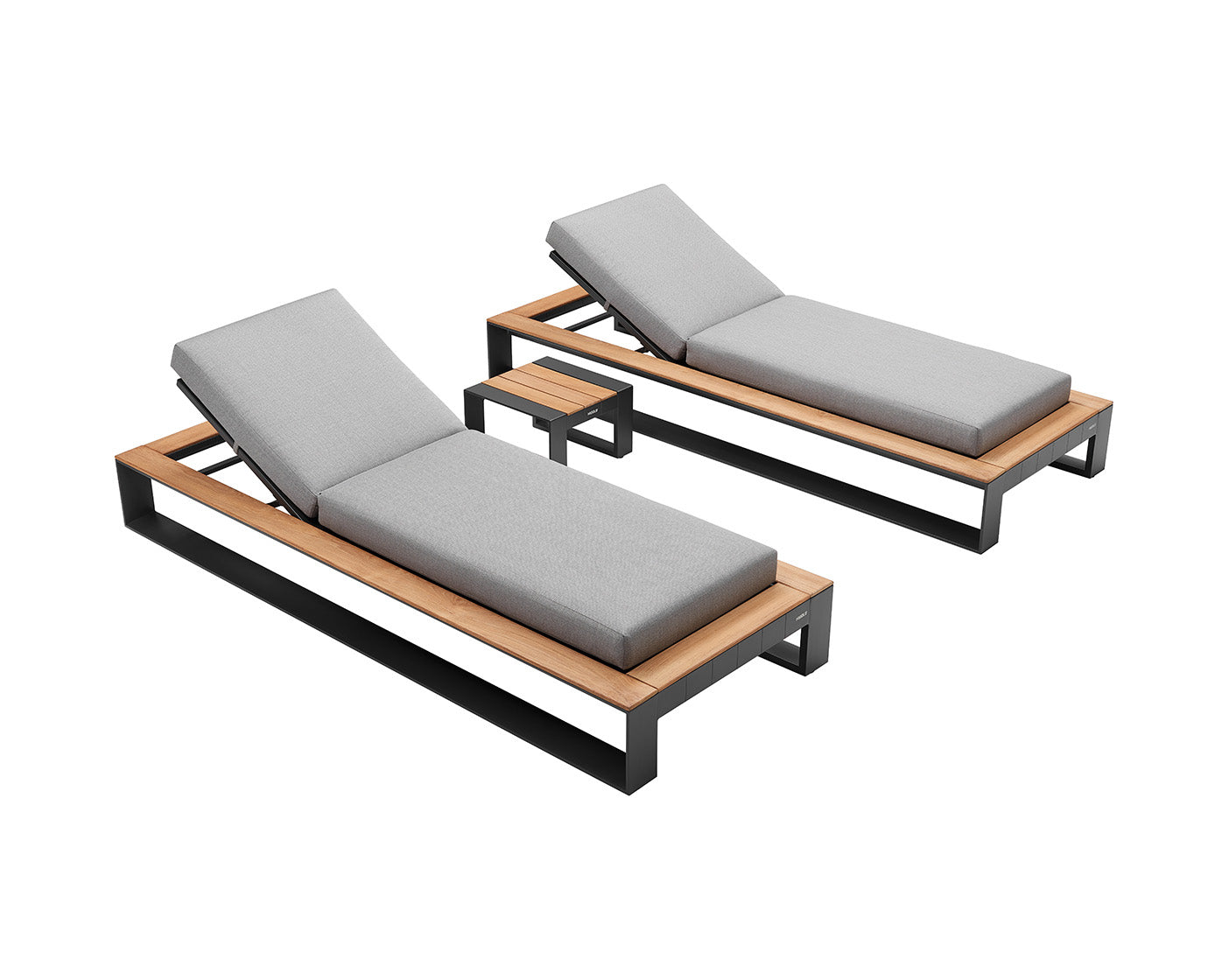 Higold Luxury Aluminum Teak Outdoor Furniture Pool Chaise Loungers With Side Table Cambusa Lounge Chairs