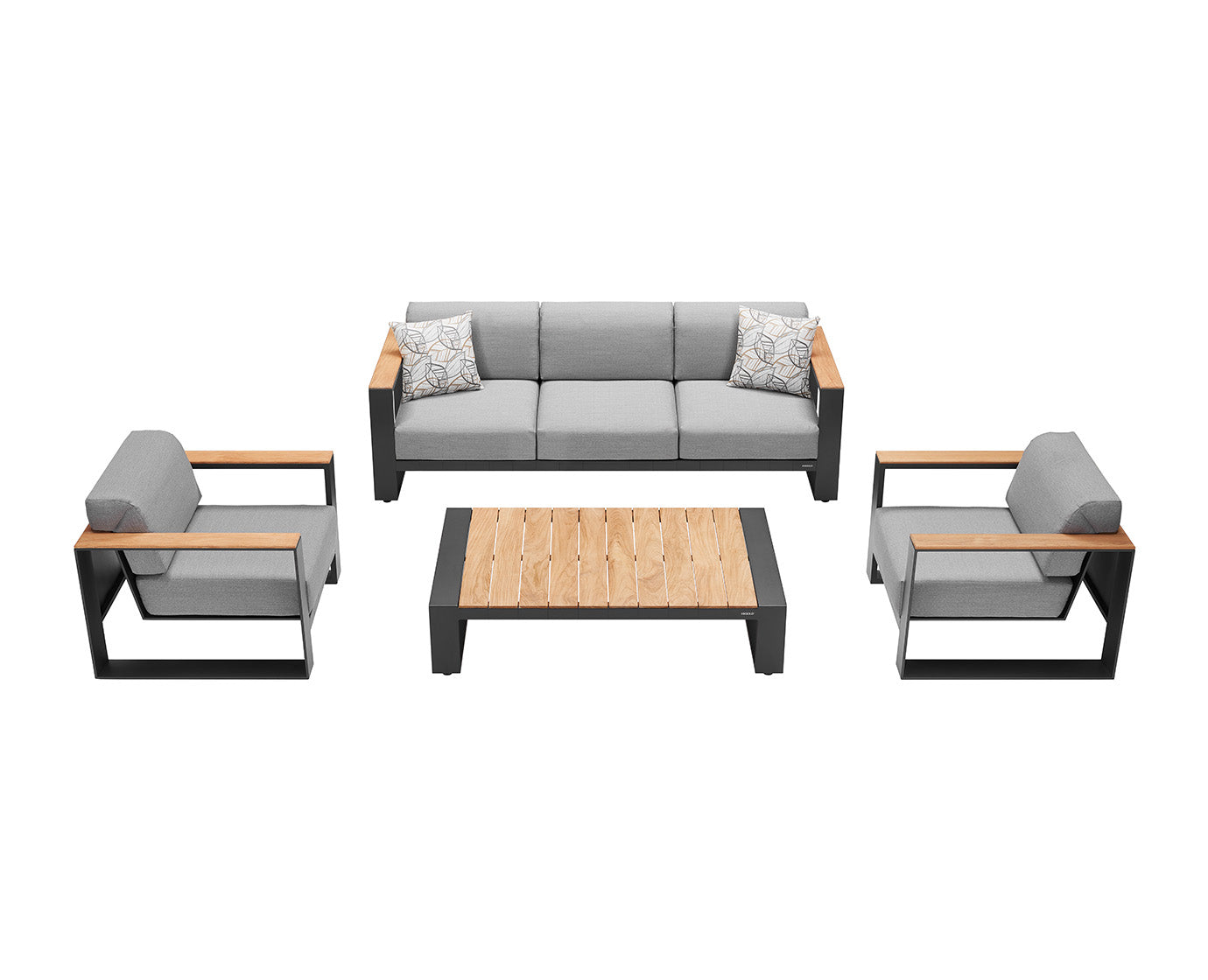 Higold Aluminum Teak Outdoor Furniture Cambusa Garden Patio Couch Conversation Sofa Set With Coffee Table