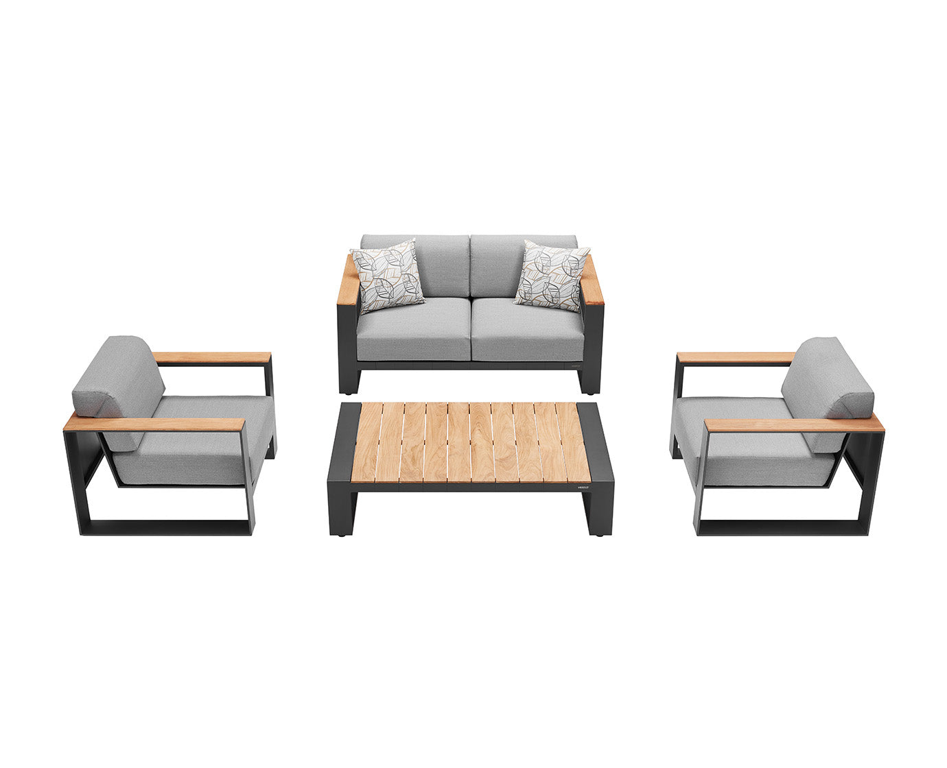Higold Aluminum Teak Outdoor Furniture Cambusa Garden Patio Couch Conversation Sofa Set With Coffee Table
