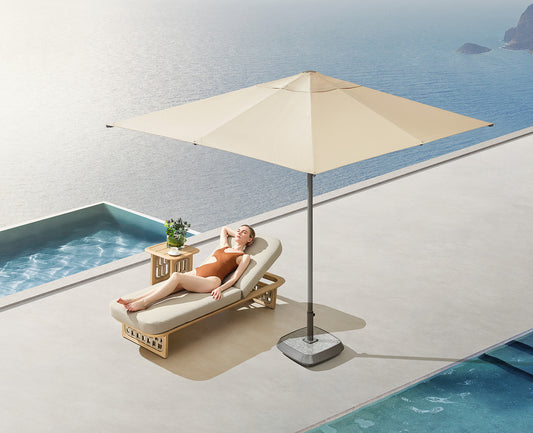 Higold Aluminum Teak Outdoor Furniture Pool Chaise Loungers With Side Table Riva Lounge Chairs