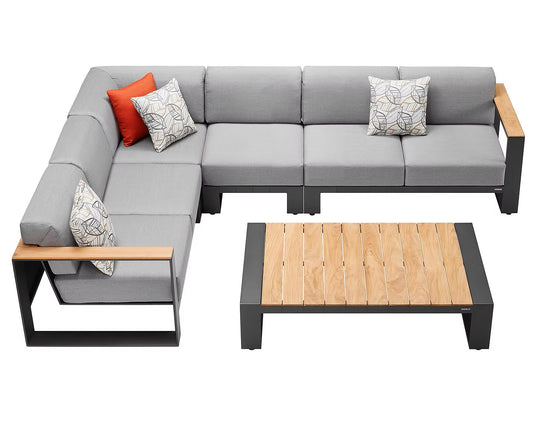 Higold Luxury Outdoor Garden Teak Furniture Sectional Sofa Sets Cambusa Patio Couch with Coffee Table