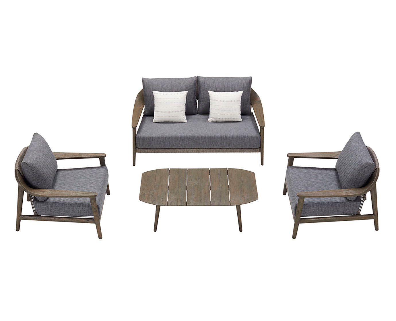 Higold Aluminum Teak Outdoor Furniture LEO Garden Patio Couch Conversation Sofa Set With Coffee Table
