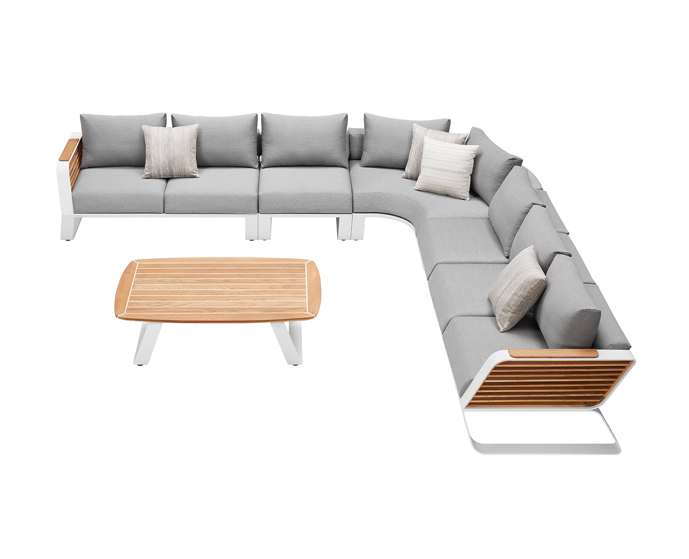 Higold Luxury Outdoor Garden Teak Furniture Sectional Sofa Sets Wing Patio Couch with Coffee Table
