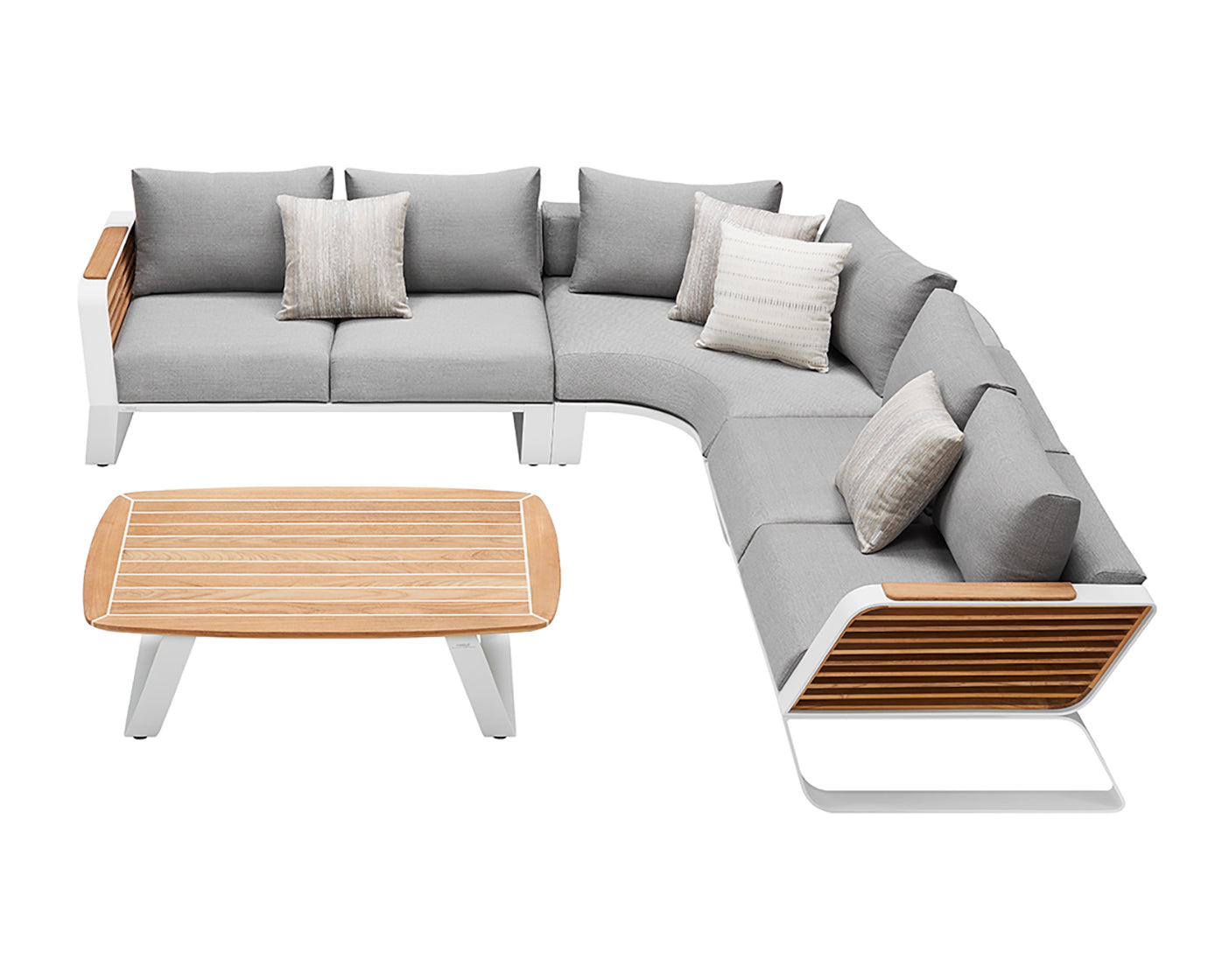 Higold Luxury Outdoor Garden Teak Furniture Sectional Sofa Sets Wing Patio Couch with Coffee Table