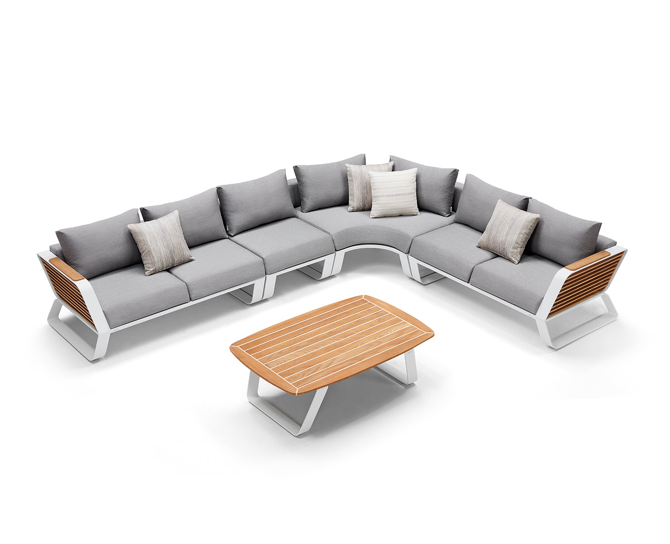 Higold Luxury Outdoor Garden Teak Furniture Sectional Sofa Sets Wing Patio Couch with Coffee Table