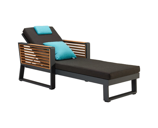 Higold Aluminum Teak Outdoor Furniture Pool Chaise Loungers With Ice Bucket New York Lounge Chairs