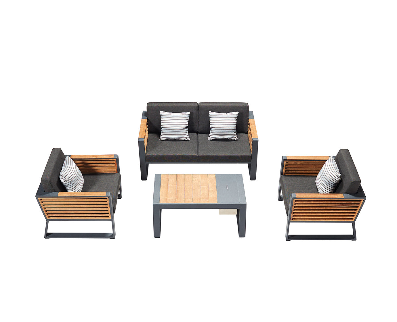 Higold Aluminum Teak Outdoor Furniture New York Garden Patio Couch Conversation Sofa Set With Coffee Table