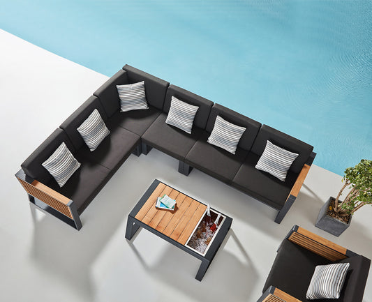 Higold Luxury Outdoor Garden Teak Furniture Sectional Sofa Sets New York Patio Couch with Coffee Table