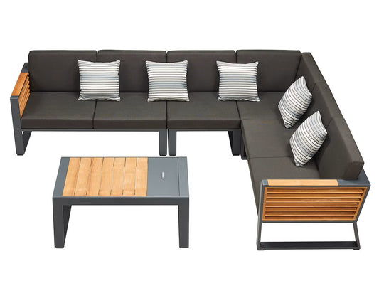 Higold Luxury Outdoor Garden Teak Furniture Sectional Sofa Sets New York Patio Couch with Coffee Table