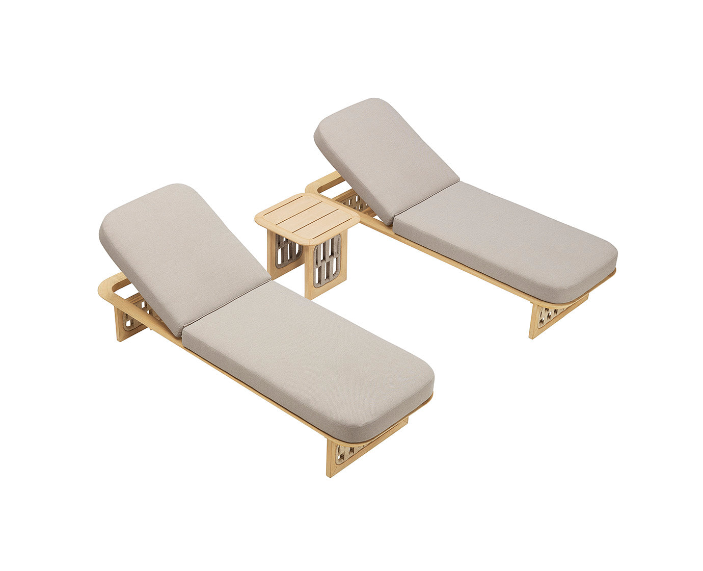 Higold Aluminum Teak Outdoor Furniture Pool Chaise Loungers With Side Table Riva Lounge Chairs