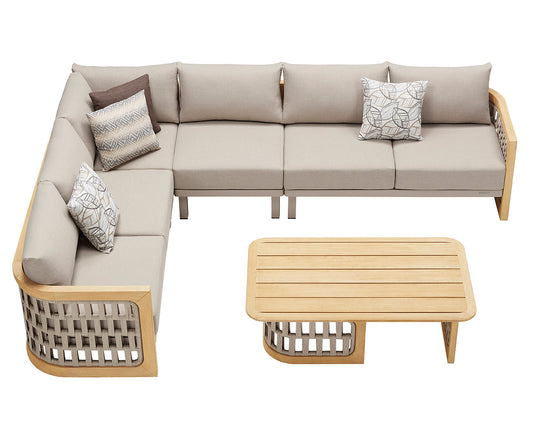 Higold Luxury Outdoor Garden Teak Furniture Sectional Sofa Sets Riva Patio Couch with Coffee Table