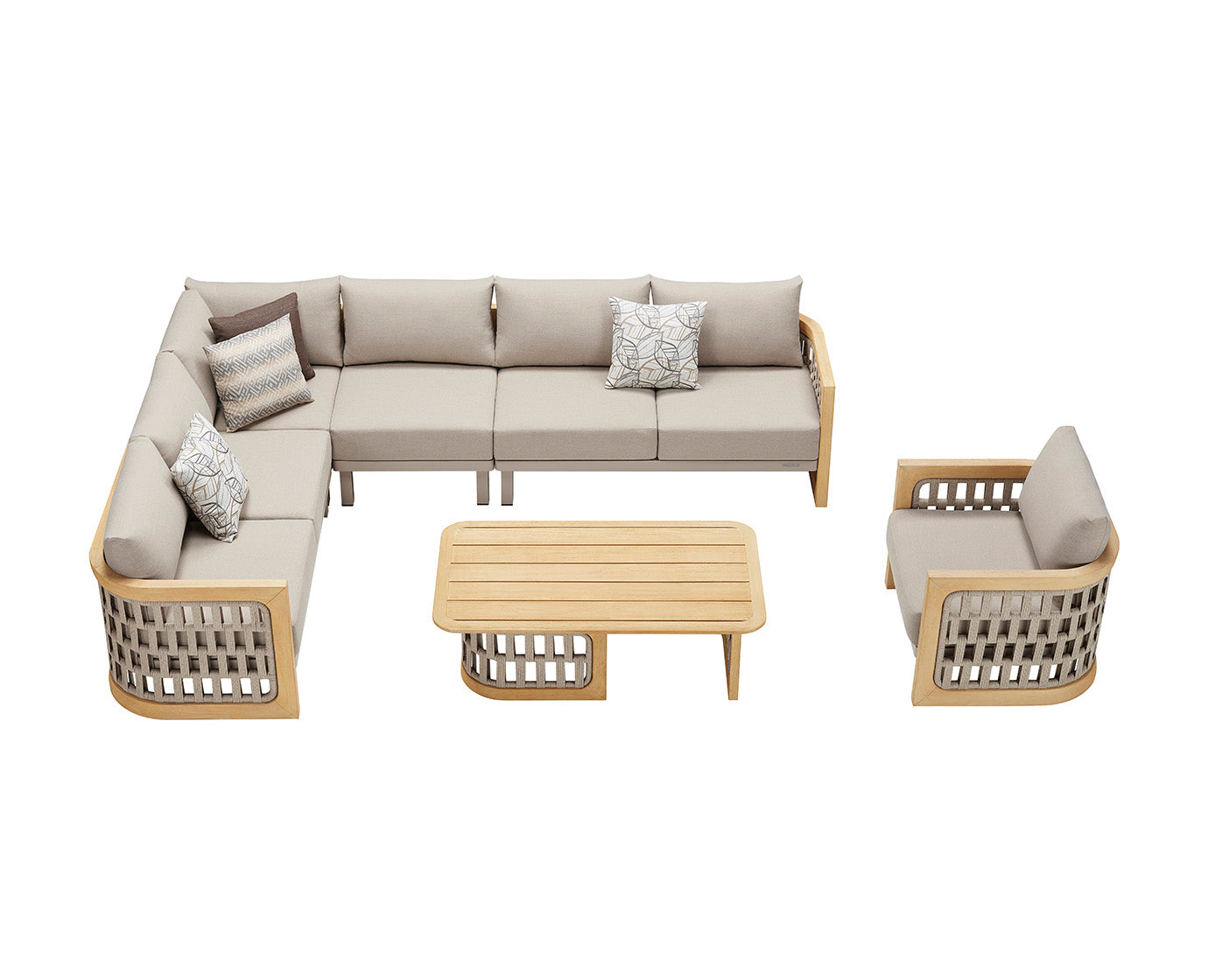 Higold Luxury Outdoor Garden Teak Furniture Sectional Sofa Sets Riva Patio Couch with Coffee Table