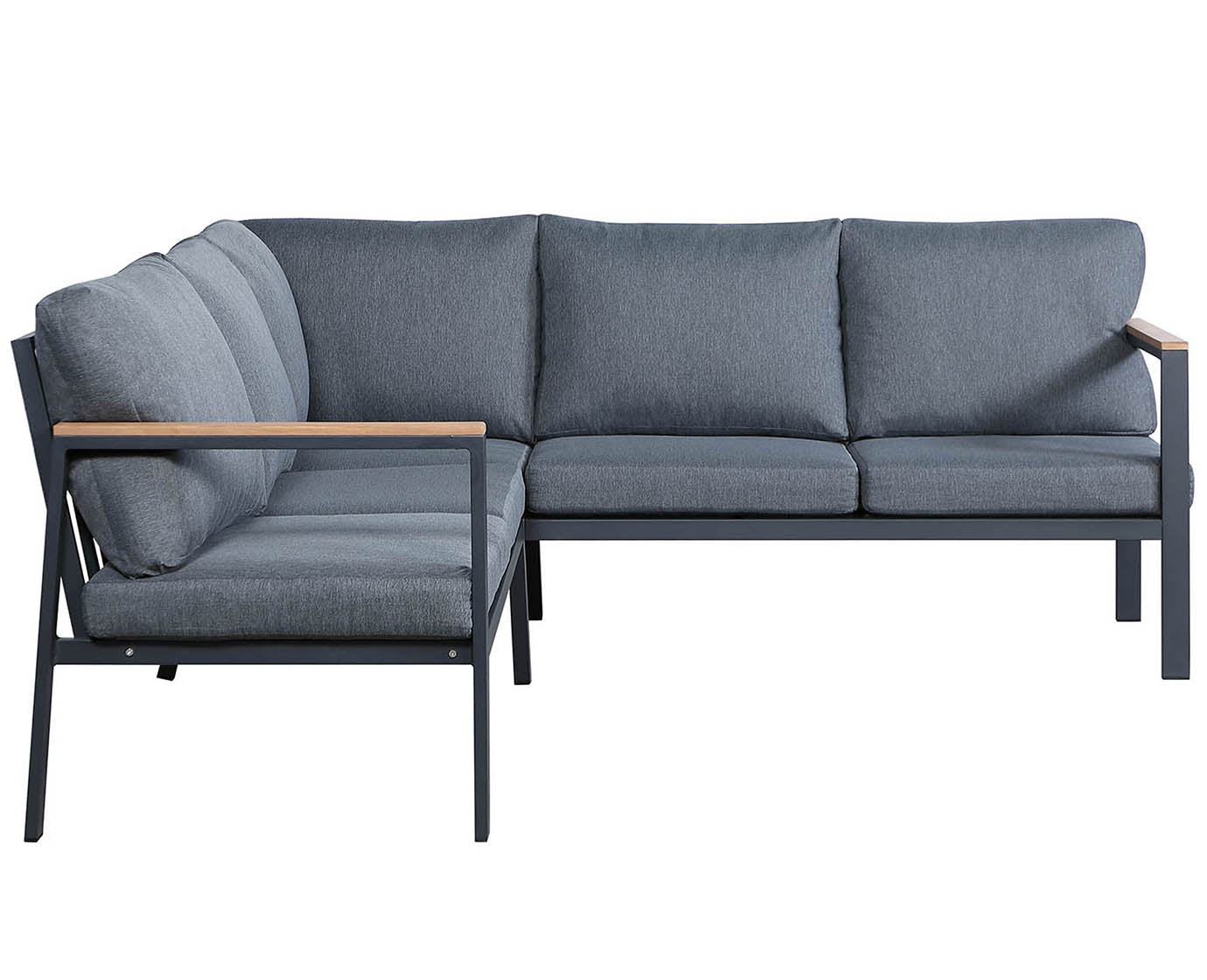 HIGOLD Rossio Outdoor Sectional Sofa Matte Charcoal Aluminum Frame Teak Finished