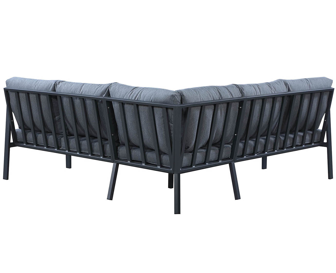 HIGOLD Rossio Outdoor Sectional Sofa Matte Charcoal Aluminum Frame Teak Finished
