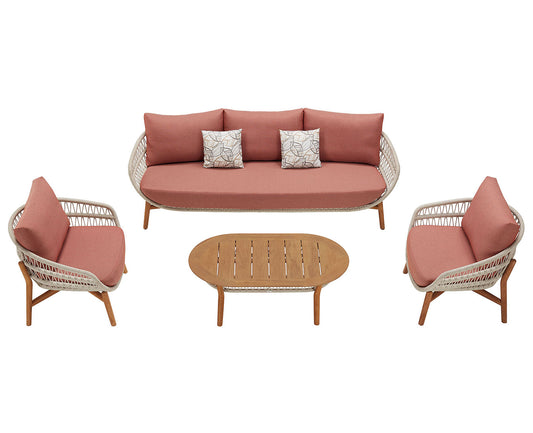 HIGOLD Vasca Outdoor 5-Seater Coversation Set, Hand Made Rope Weaving