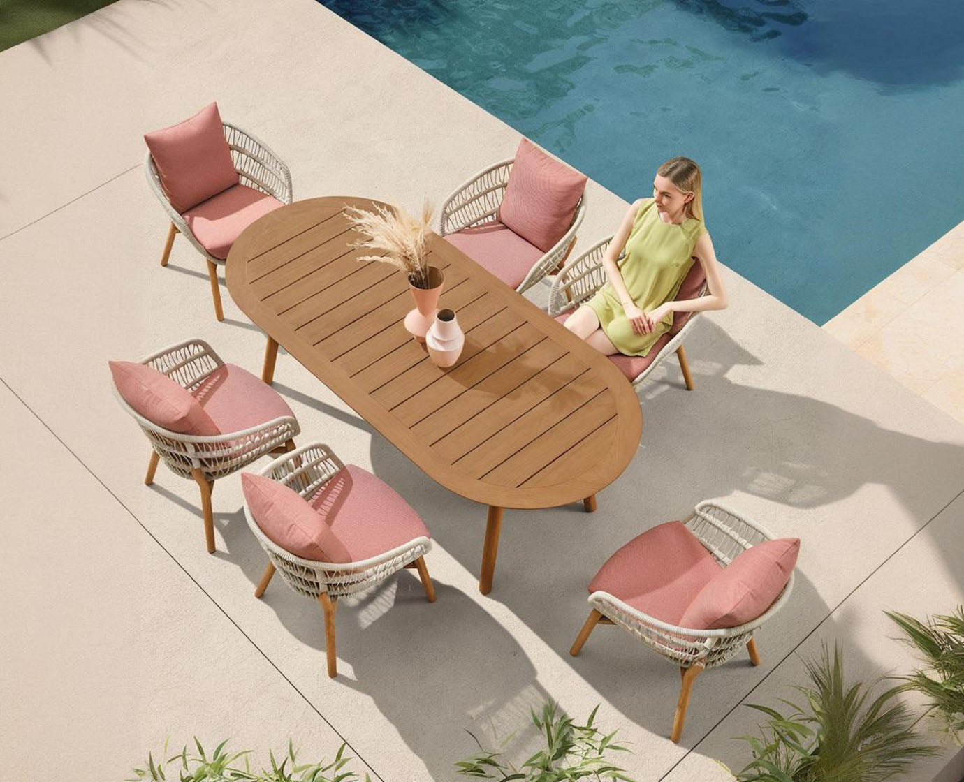 HIGOLD VASCA Teak Furniture Outdoor Dining Set With Cushions