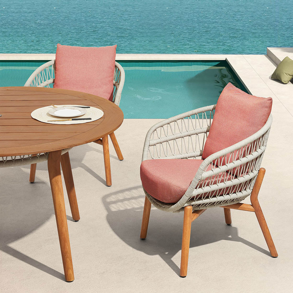 HIGOLD VASCA Teak Furniture Outdoor Dining Set With Cushions