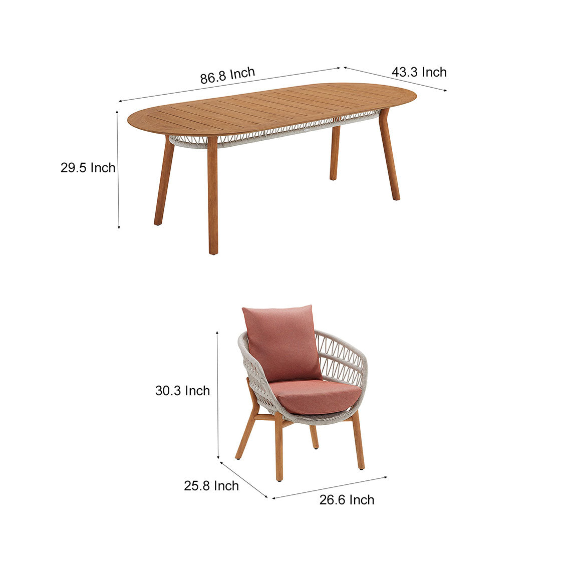 HIGOLD VASCA Teak Furniture Outdoor Dining Set With Cushions