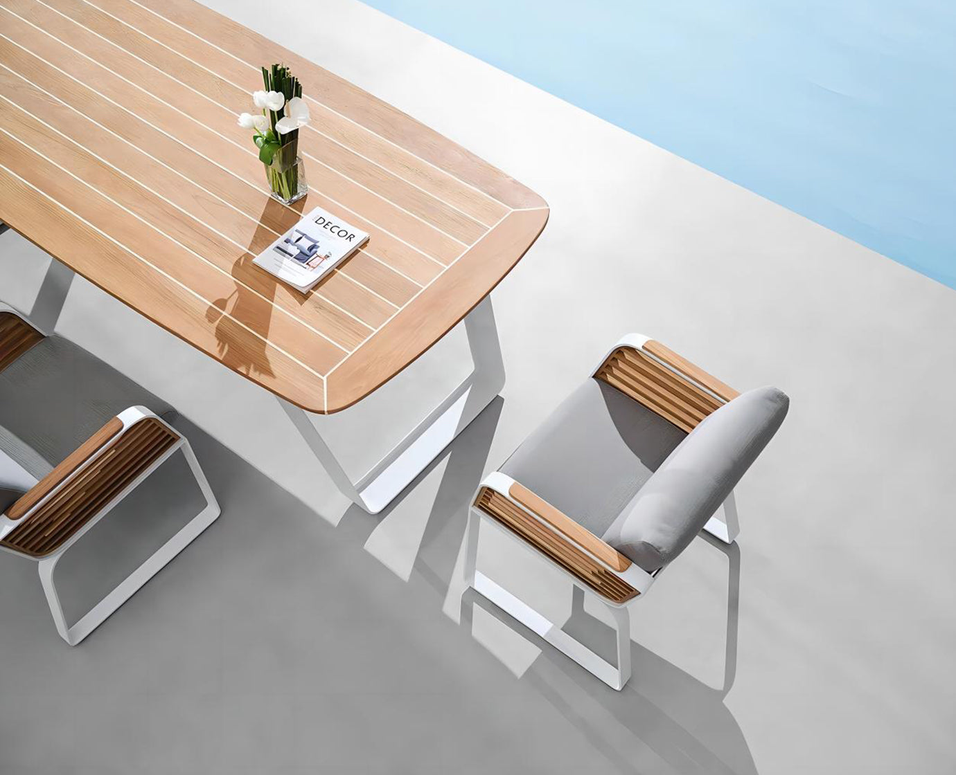 Higold Luxury Teak Outdoor Dining Table And Chairs Wing Garden Patio Dining Set