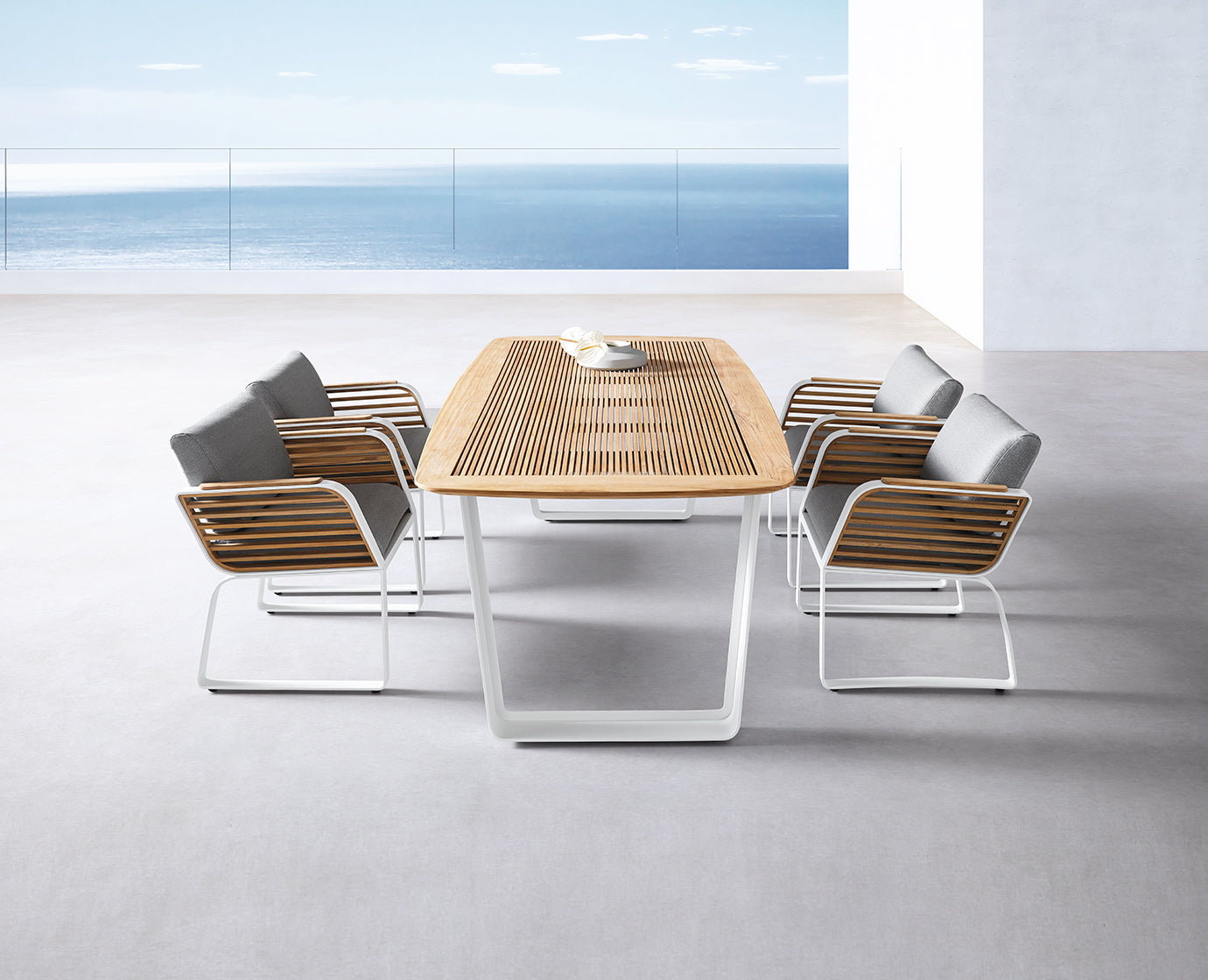 Higold Luxury Teak Outdoor Dining Table And Chairs Wing Garden Patio Dining Set