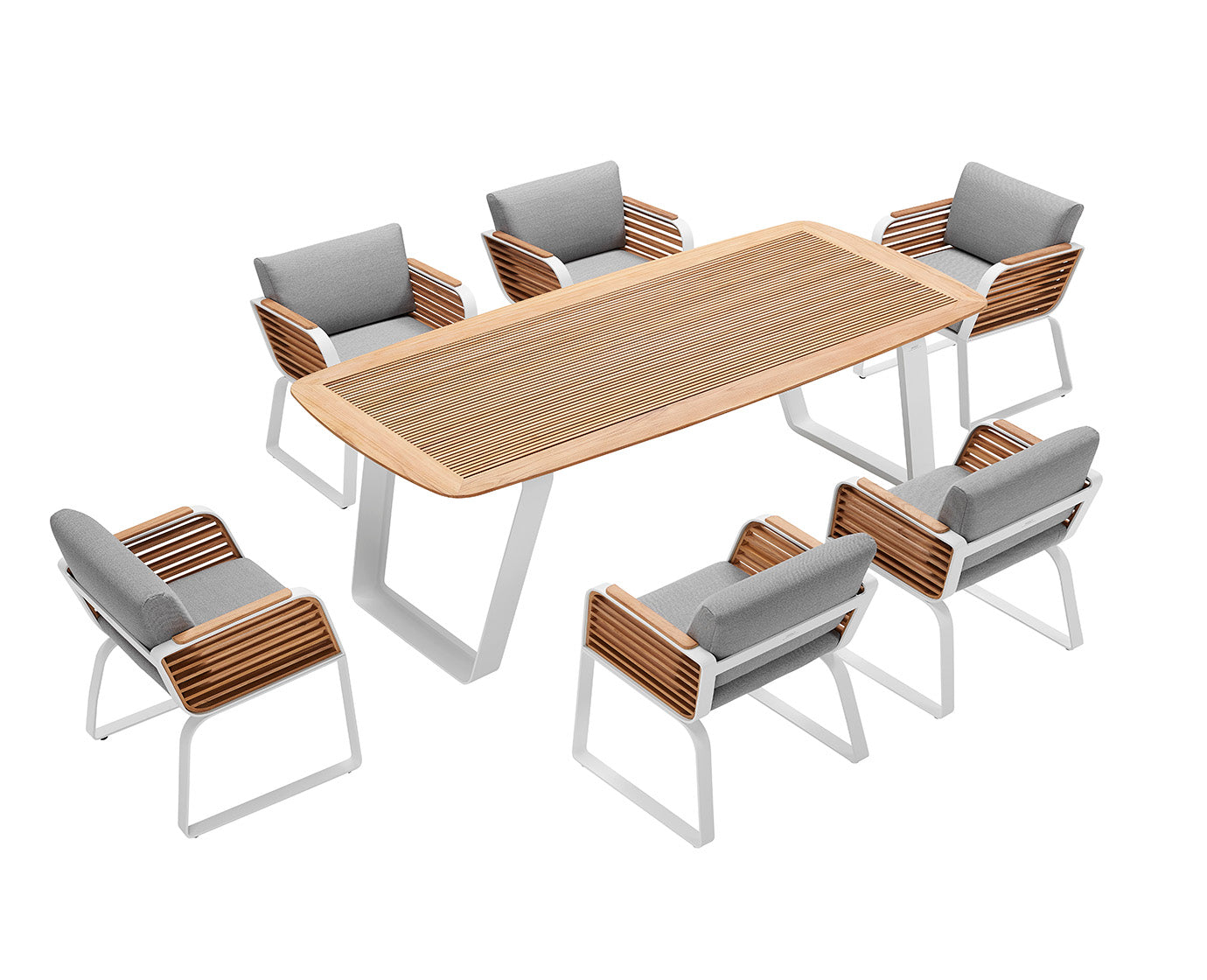 Higold Luxury Teak Outdoor Dining Table And Chairs Wing Garden Patio Dining Set