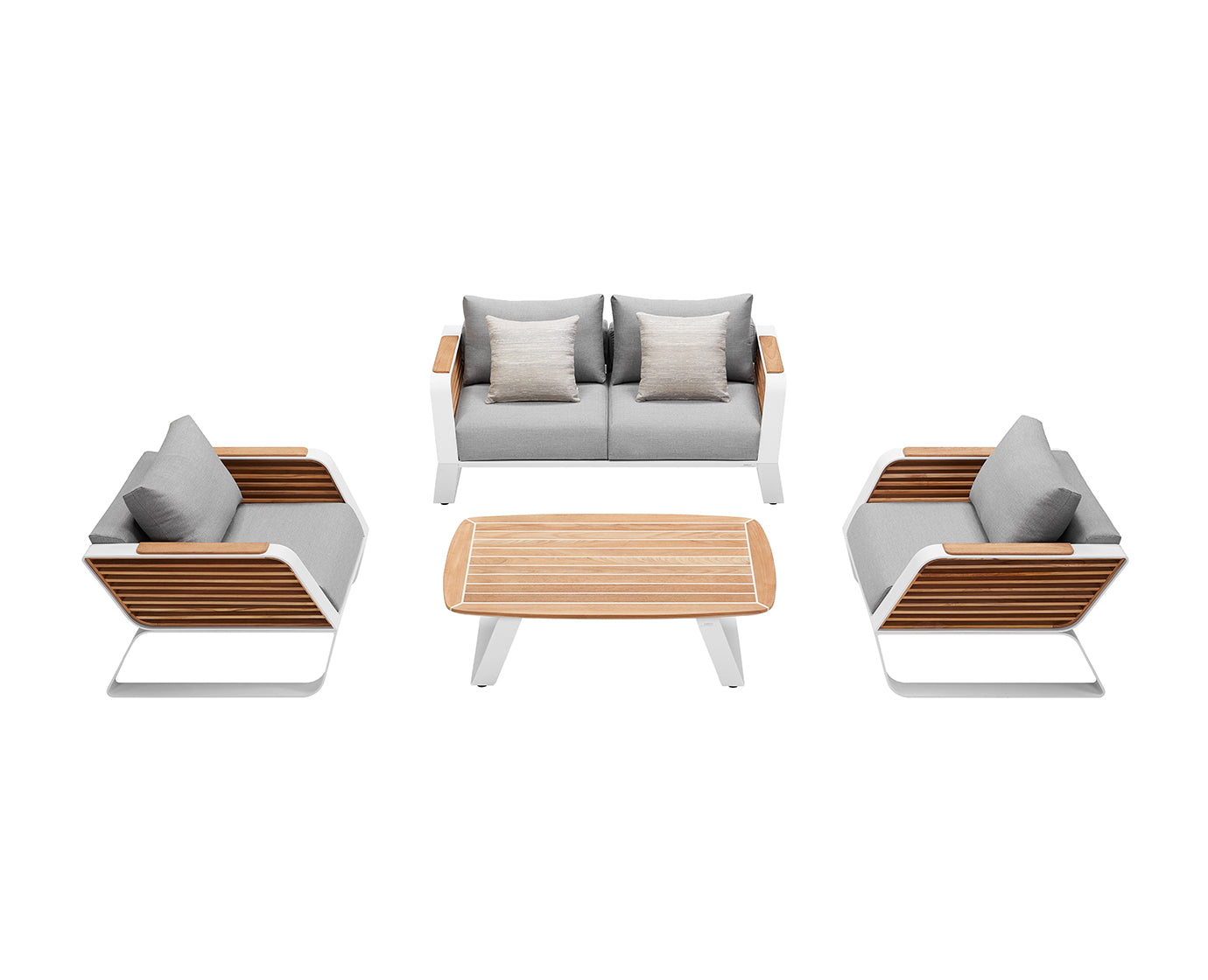 Higold Luxury Teak Outdoor Furniture Wing Garden Patio Couch Conversation Sofa Set With Coffee Table