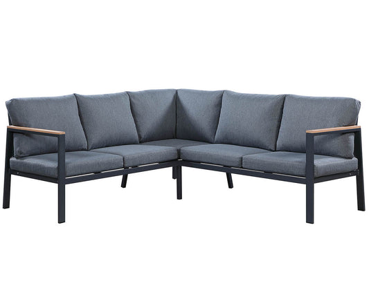 HIGOLD Rossio Outdoor Sectional Sofa Matte Charcoal Aluminum Frame Teak Finished