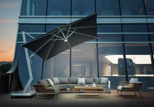 Higold Luxury Sunbrella Outdoor Furniture Wing Patio Yard And Garden Sun Umbrella With Stands